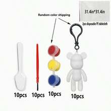 10 件/6 件/1 件流体亚克力熊工艺套件批发，DIY 手工流体熊钥匙扣 - 白色 - 查看 15