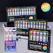 3-12pcs Ballpoint Pens 28-120 Colors Set, 0.8mm Bullet Tip For Smoother Ink Flow, Rich Colors With Layering Capability, Soft Rubb, First Day Of School - Multicolor - View 1