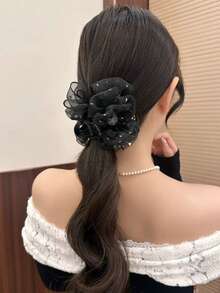 1pc Elegant Fashion Mesh Bow Hair Claw Clip, Sophisticated Hair Claw Suitable For Daily Wear - Multicolor - View 9