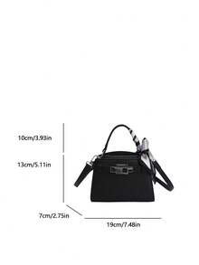 Fashionable Casual Versatile Portable Shoulder/Crossbody/Top Handle Contrasting Color Women Small Square Bag - Black - View 10