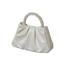 Pearl Pleated Versatile Fashion Cloud Shaped Mini Shoulder Bag, Fresh Style - White - View 11