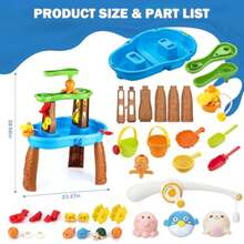 Water Table for Toddlers 3-5 Outdoor Toys for Ages 4-8 3-Tier Sand Water Tables with Fishing Game Set Activity Sensory Table Summer Gift Beach Outside Toys for Toddler Boys - como en la foto - Ver 4