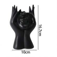 Abstract Human Face Sculpture Pen Holder, Multifunctional Makeup Brush Storage Bucket Plastic Pen Stand Desktop Decor - Face-holding Storage Bucket - View 11