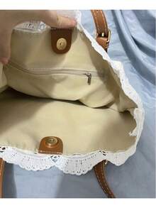 2026 New Korean Style Summer Women Lace Handbag, Large Capacity Bucket Bag, Tote Bag And Shoulder Bag - White - View 7