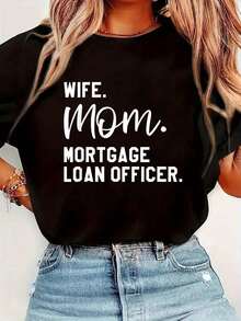 playeras de mujer, Camiseta para esposa, madre, agente hipotecaria y agente inmobiliaria - Negro - Ver 1