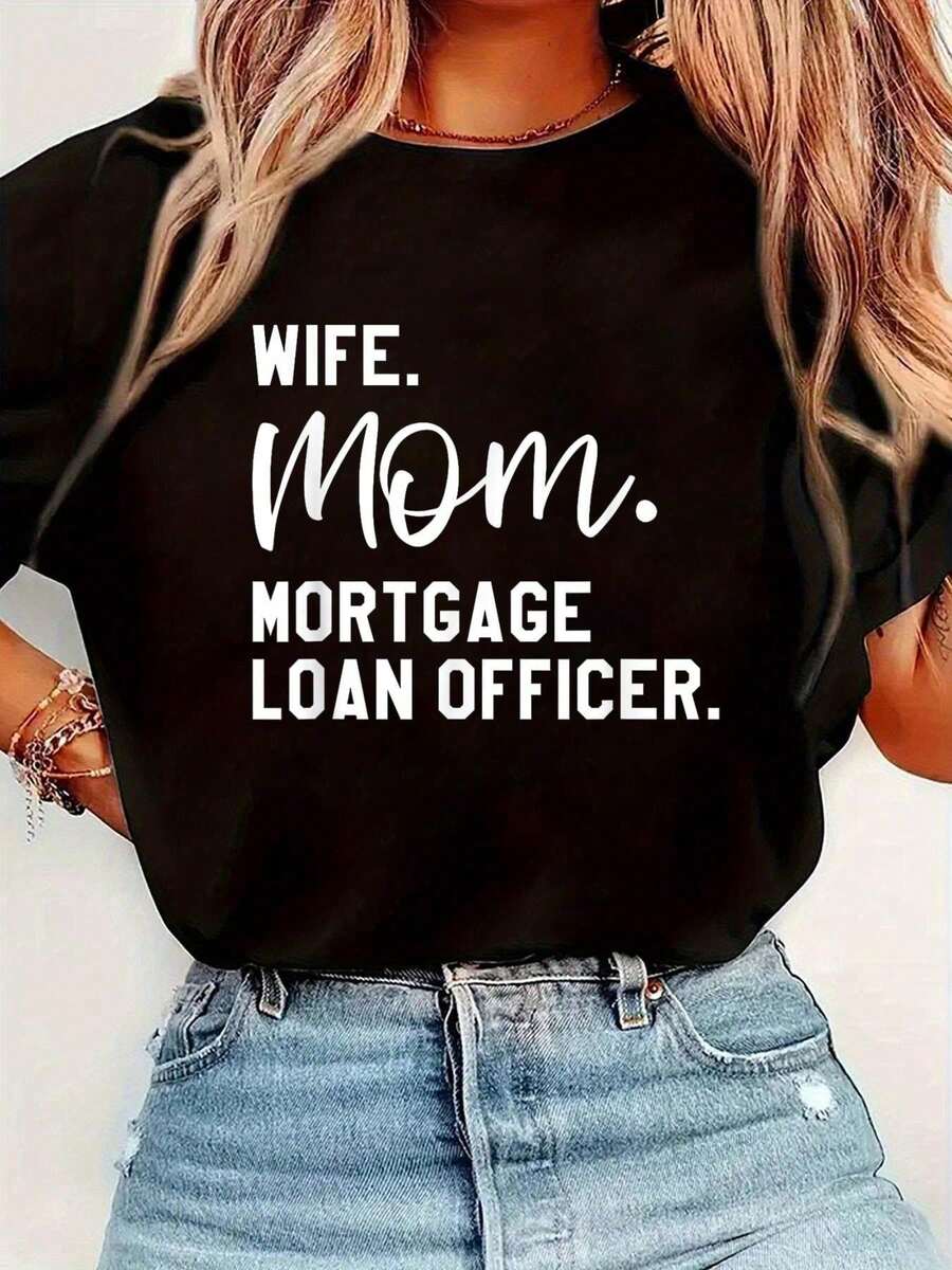 playeras de mujer, Camiseta para esposa, madre, agente hipotecaria y agente inmobiliaria - Negro - Ver 1