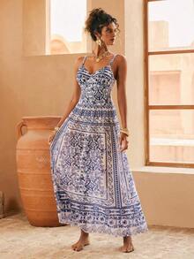 Swim Oasis Oasis Paisley Print Premium 2 Pieces Swimsuit For Summer Beach Vacation - 藍白色 - 查看 9