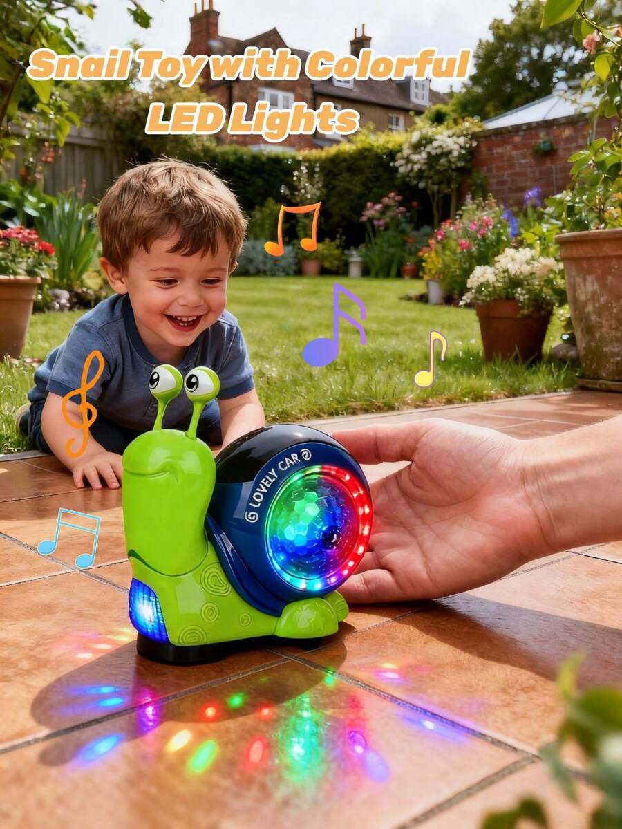 这款爬行蜗牛玩具带有音乐、灯光和互动音效，适合宝宝爬行、活动和玩耍。它是宝宝必备的洗澡玩具，也是理想的圣诞礼物。这款益智爬行玩具带有灯光和音乐，适合自闭症儿童、幼儿和婴儿，也是一款理想的感官玩具和室内攀爬玩具。