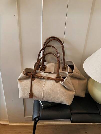 1. Túi đeo chéo nữ thời trang dung tích lớn, túi xách phong cách Hàn Quốc cổ điển mới, túi đeo vai vải bố dung tích lớn tiện dụng\N2. Túi tote vải bố dung tích lớn phong cách cổ điển phối màu tương phản thời trang dành cho nữ\N3. Túi vải bố dung tích lớn thường ngày dành cho nữ, túi đeo chéo đa chức năng mới\N4. Túi xách và túi đeo vai phối màu tương phản dung tích lớn