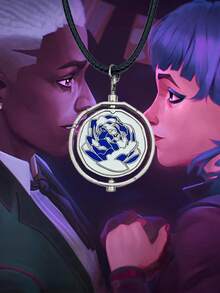 1pc Arcane Necklace, Powder Gold Kris Pendant, Arcane Gift, Arcane Pendant, Blue Rose Necklace - Multicolor - View 1