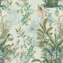 自粘防水壁纸 - 热带花卉浴室壁纸，绿叶图案，可移除乙烯基壁纸，适用于厨房、浴室、卧室 - 安装简便，防潮，现代热带风格装饰，粉色、绿色、黄色 - 家居装饰，浴室艺术，厨房墙面装饰，植物设计，耐用材质，室内装饰 - N-深綠色 - 查看 13