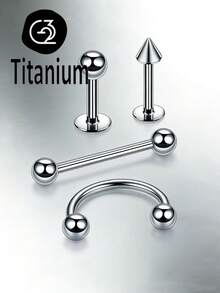 1件 ASTM F136 钛合金外螺纹 16G1.2mm 鼻环、鼻中隔环、香蕉形耳钉/耳环、眉环、舌环、唇环 身体穿刺饰品 - barbell Ball/ cone - 查看 2