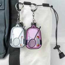 1个可爱羽毛球拍钥匙扣，可挂在背包、手机、钥匙或钱包上。亚克力材质，有白色和粉色可选。亚克力钥匙扣 - 彩色 - 查看 4