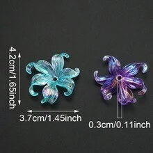 20/40Pcs 37x42mm Multi-Color Transparent Acrylic Iris Flower Beads Rainbow Color Diy Bracelet Necklace Keychain Jewelry Making Supplies - Multicolor - View 5