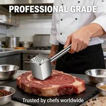 Dụng cụ làm mềm thịt bằng thép không gỉ 316, búa làm mềm gia cầm, búa chịu lực cao, thích hợp để làm mềm thịt bò, gà tây, gà, bít tết, có thể rửa bằng máy rửa chén. - Bạc - Xem 8