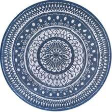 Round Outdoor Rugs For Patios Waterproof 240cm Reversible Camping Mat And Rug Plastic Outdoor Rugs For Garden Large Floor Area Rug For Outdoors Garden RV Trailer Backyard Deck Picnic Grey - Azul/blanco - Ver 10