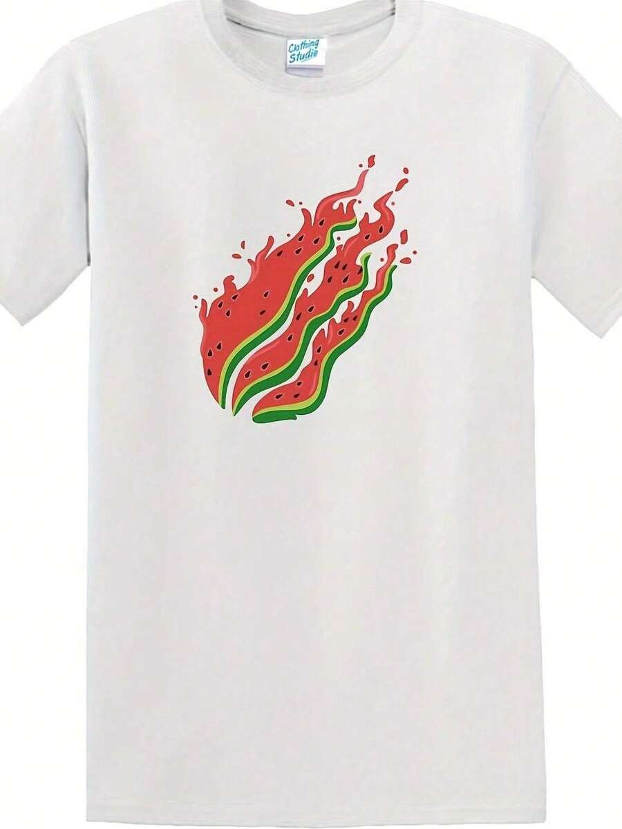 Fire M1erch - Preston Playz Waterm1elon T-Shirt For - Pm C1omfortable Graphic For And Wo, C1Asual Wear220G Cotton Everyday T-Shirt – Feels Like A Hug, Wears Like A Clic – Perfect For Family Photos, Team EvenT.S, DIY Printing, Or Lounging – Gift It For Birthdays, Father's Day, Mother's Day, Or Just Beuse MoT.Stops WoM.En Fall OutfiT.S For WoM.En VaC.Ation OutfiT.S WoM.En Halloween Costume - White - View 1