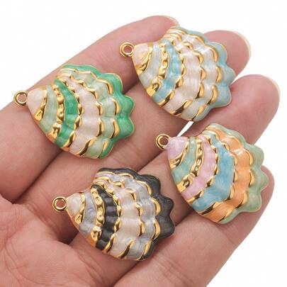 1 chiếc mặt dây chuyền hình vỏ sò nhiều màu sắc bằng thép không gỉ 304 mạ vàng 18K, đóng gói riêng lẻ, phụ kiện làm trang sức DIY như vòng cổ, bông tai, thích hợp cho phụ nữ đi nghỉ mát ở biển và đeo hàng ngày.