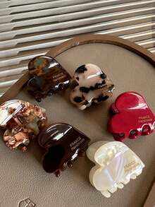 1pc/4pcs/6pcs Cute Heart Shaped Acrylic Hair Clips - Mini French Style Hair Clips, Strong Non-Slip Grip Suitable For Fine & Thick Hair, Daily Wear & Gift - Multicolor - View 16