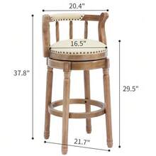 High-Quality Bar Stools Made Of Leather And Wood, 360° Swivel Bar Stool With Backrest, Bar Stools At Counter Height For Kitchen, Dining Room And Bar - White - View 2