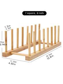 立式竹木碗碟晾干架，厨房抽屉收纳架 - 带盖碗碟架，节省橱柜空间，带沥水功能，可存放盘子、锅盖、碗、杯子和书籍，保持厨具干燥 - 彩色 - 查看 14
