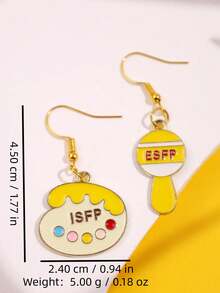 1对创意个性ISFP/ESFP不对称耳环，可爱设计，适合日常佩戴、节日、派对等场合，女士饰品 - 彩色 - 查看 5