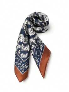 1pc Men's Retro Small Square Scarf, Suit Pocket Square, Scarf, Casual Headscarf, Paisley Pattern - Multicolor - View 2