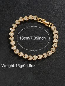 两件套女士优雅奢华红色渐变表盘石英表及心形手链套装，金色合金表带，适合日常、派对、婚礼、周年纪念等场合，可作礼物。 - 紅色 - 查看 5