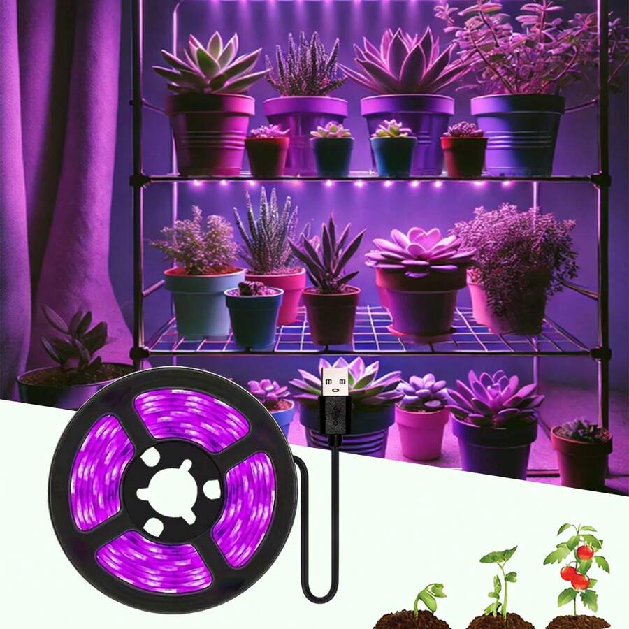 1条植物辅助灯条。柔韧可弯曲灯条。适用于室内植物生长,是花卉、多肉植物和幼苗的理想选择,可提供额外光照促进生长。USB接口,即插即用,是室内园艺爱好者的理想之选。 - Plant growth light strip - 查看 1