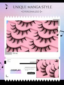 GROINNEYA 10 Cặp Mi Giả Kiểu Manga Đa Dạng, Mi Giả Mềm Mịn, Mi Giả Dẻ Dài Tự Nhiên, Mi Giả Dài Tự Nhiên, Phụ Kiện Lễ Hội, Đồ Dùng Du Lịch, Dụng Cụ Trang Điểm - Xem 3