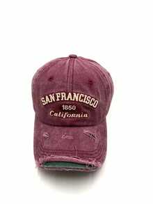 1 pieza Gorra de béisbol de alta calidad con agujeros desgastados, sombrero de ala ancha suave y borde curvado para mujer, adecuado para uso diario, al aire libre, deportes, primavera/verano, playa, vacaciones - A - Ver 10