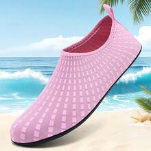 Women's Geometric Pattern Minimalist Summer Beach Wading Shoes, Pink Fabric - Pink - View 2