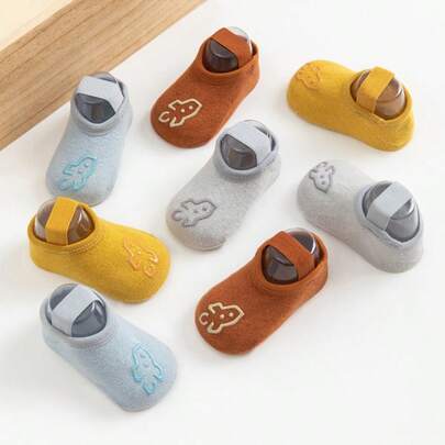 1 đôi tất trẻ em chống trượt trong nhà, tất ngắn cổ ngắn buộc dây họa tiết hoạt hình, tất chống trượt cho trẻ nhỏ khi đi bộ