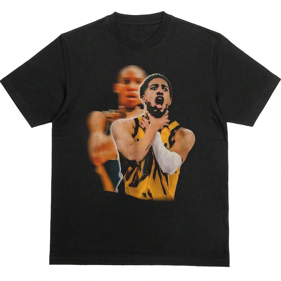 Hip-Hop Style Pure Cotton High Quality Unisex Rapper Clothing Short-Sleeved T-Shirt - 黑色 - 查看 1