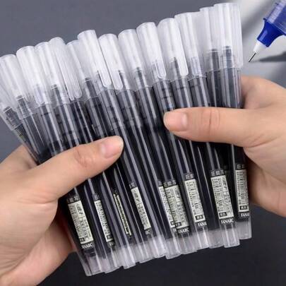 Bút bi mực nước khô nhanh, màu đen trung tính, bút luyện thi cho học sinh, bút nước, văn phòng phẩm, bút bơm, bút than chì.