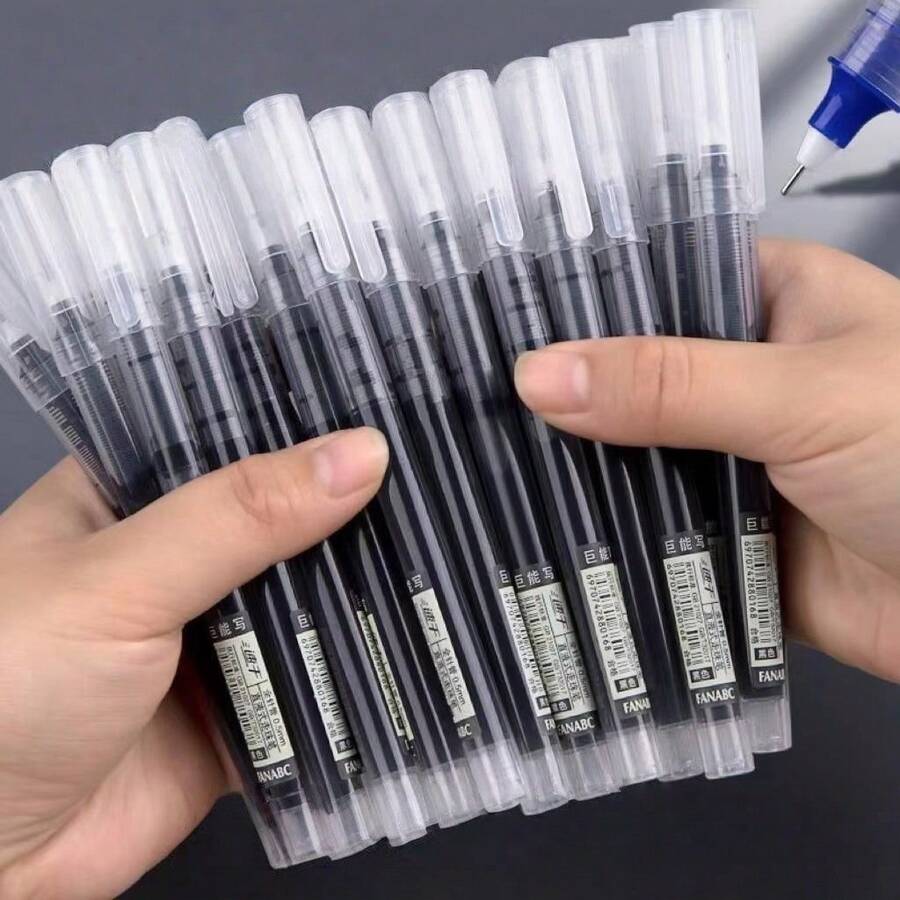 Bút bi mực nước khô nhanh, màu đen trung tính, bút luyện thi cho học sinh, bút nước, văn phòng phẩm, bút bơm, bút than chì.