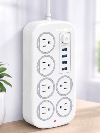 Regleta Multicontactos Extensión De 4 Puertos Usb Y 6 Tomas
