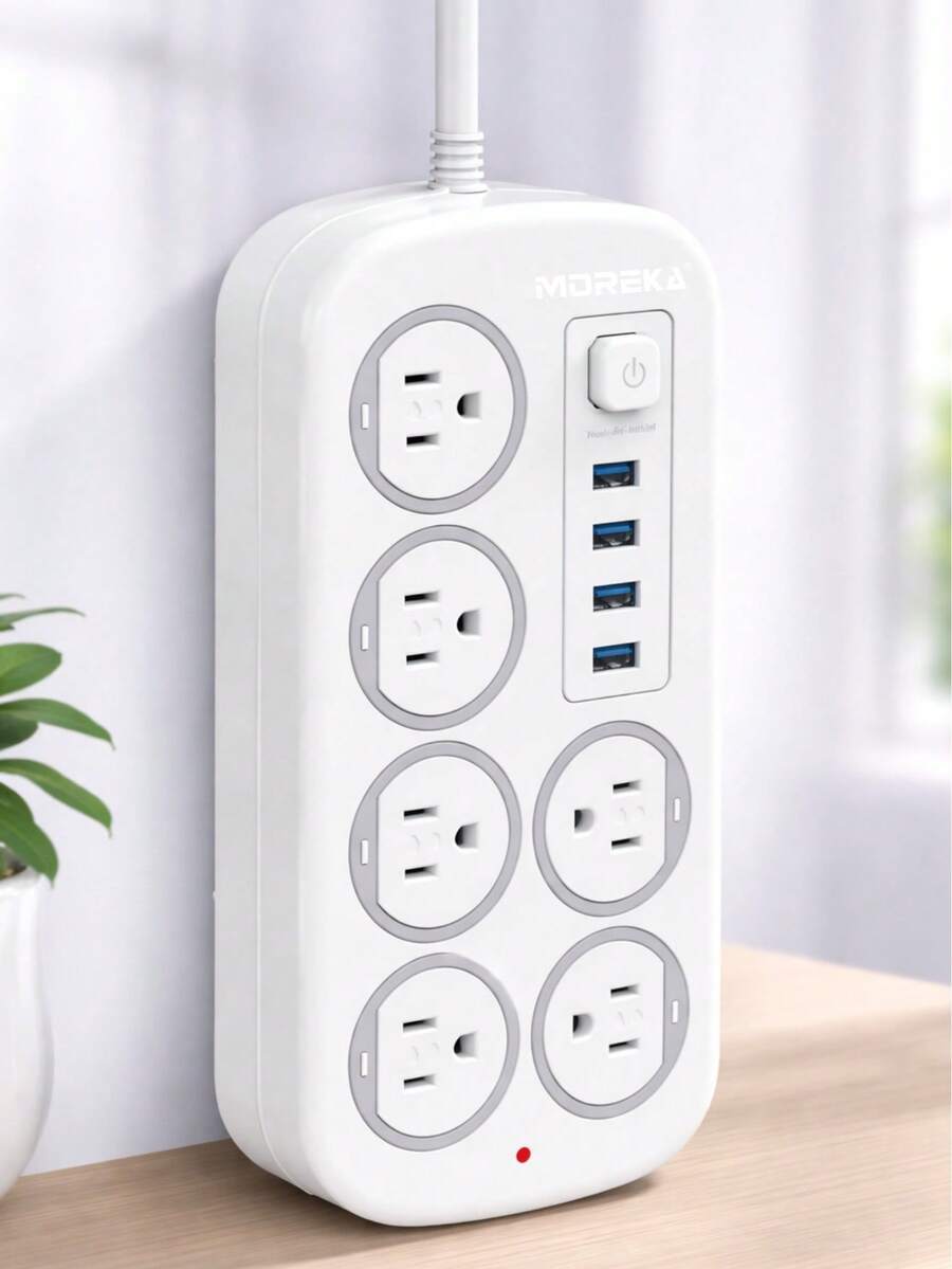 Regleta Multicontactos Extensión De 4 Puertos Usb Y 6 Tomas