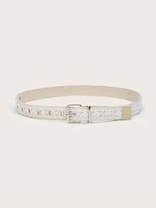1pc Women's Minimalist White Lace Hollow Punk Style Belt, Suitable For Jeans, Skirts, Niche Accessory - A - View 4