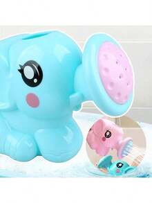 1个卡通大象婴儿洗澡喷头，儿童浴缸玩具，互动喷水玩具，大象造型洒水玩具，动物造型喷水玩具，儿童戏水玩具，婴儿洗澡配件 - 彩色 - 查看 3