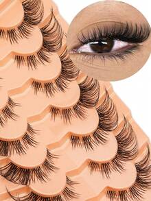 7 Pairs Fluffy Lightweight Soft Fox Eye False Eyelashes, 3D Mink Lashes For Natural Makeup Look, Reusable Daily Wear Eyelash Extensions - View 2