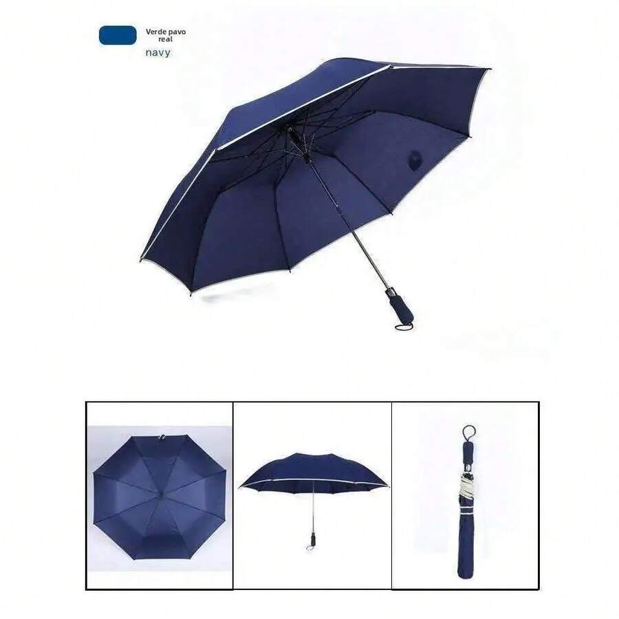 Paraguas unisex extragrande, plegable, semiautomático y de doble uso, ideal tanto para días soleados como lluviosos. - azul - Ver 1