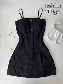 Tailored Jumpsuit With Front Buttons And Utility Pockets – Marrante Collection 2026 - 黑色 - 查看 1