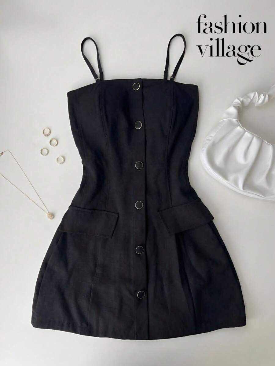 Tailored Jumpsuit With Front Buttons And Utility Pockets – Marrante Collection 2026 - 黑色 - 查看 1