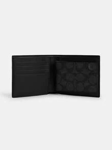 Coach 3-In-1 Wallet, 12 Card Slots RFID Blocking Detachable Card Holder Wallet, Unisex - Blue and Black - View 3