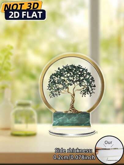 Trang trí cây sự sống kiểu Bohemian 2D phẳng, 1 chiếc, bằng kính giả, dùng để bàn, trang trí nghệ thuật đa năng cho bàn ăn, món quà lý tưởng cho Ngày của Cha.