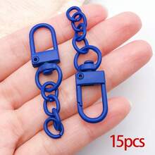 15pcs Colorful Lobster Claw Clasps For Keychains Colorful Metal Swivel Snap Hooks With Key Rings Swivel Clasps Snap Hooks Key Chain Clip Hook Flat Split Keychain Ring For DIY Crafts Accessories - Keychain - View 14