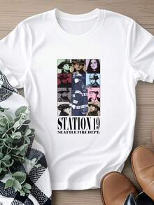 Women T-Shirt Print STATION 19 THE  Essential T-Shirt - White - View 6