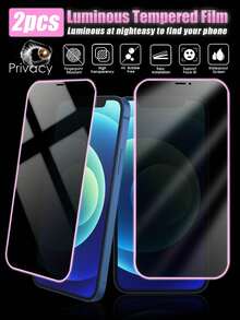 Navigator Pink Privacy Phone Screen Protector 2pcs Glow-In-The-Dark Pink Framed Privacy Tempered Glass Screen Protector Ultra-Clear Compatible With Apple 11/12/13/14/15 Pro Max/16 Plus/16 Pro/16 Pro Max/16e/17/17 Air/17 Pro/17 Pro Max Spring Gift - Pink - View 18