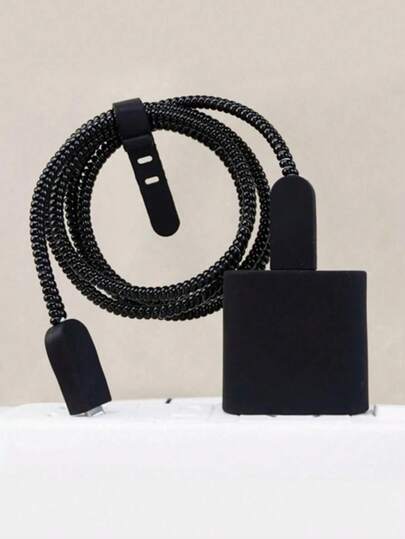 5 piezas Funda protectora anti-caída de TPU negro, compatible con cargador Apple 18W/20W y enrollacables